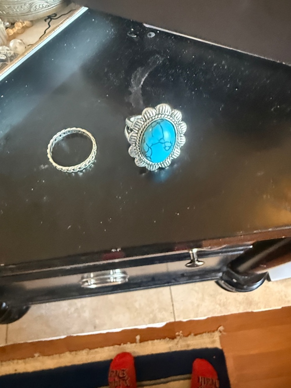 Jessica Simpson Silver-Tone Ring with Turquoise Stone